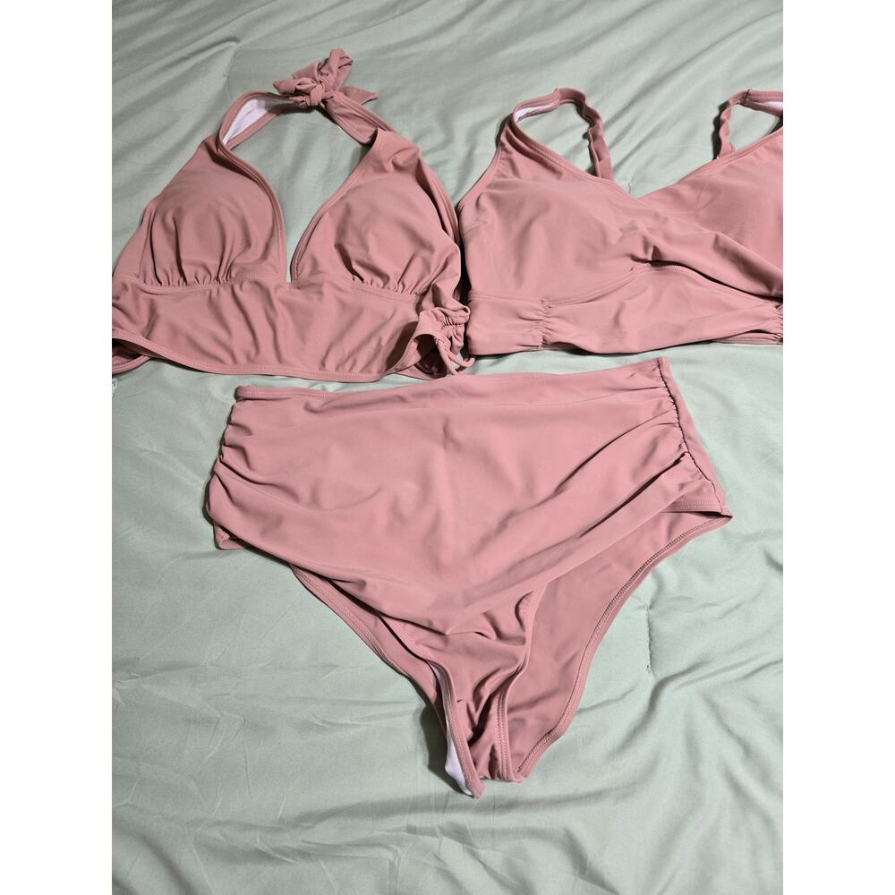 Unknown brand xl women's pink 3 piece swimsuit